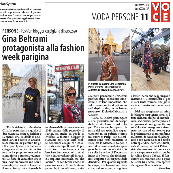 Gina Beltrami protagonista alla fashion week parigina